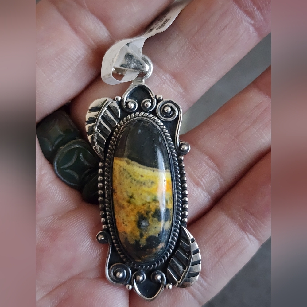 925 Silver Bumblebee Jasper Pendant